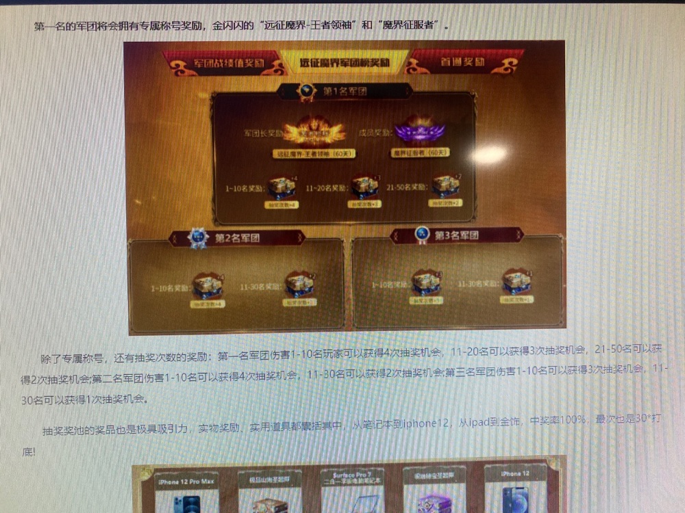 军团副本奖励