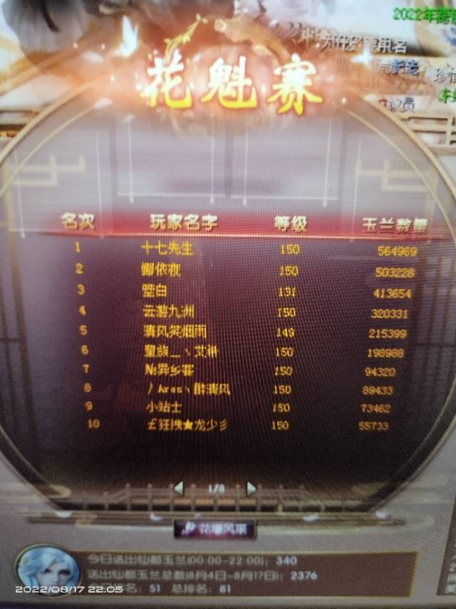9大2小 花榜