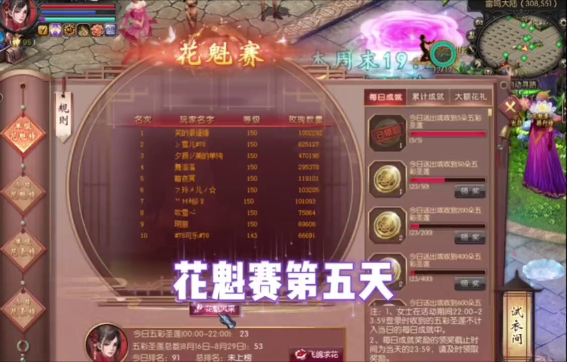 花魁赛第五天，区里第一名已超百